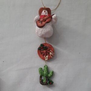 Cowboy Snowman Ornament with Cactus